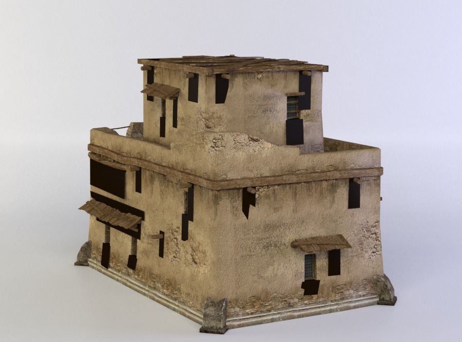 Oriental house Low-poly 3D model_2