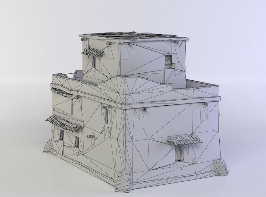 Oriental house Low-poly 3D model_5