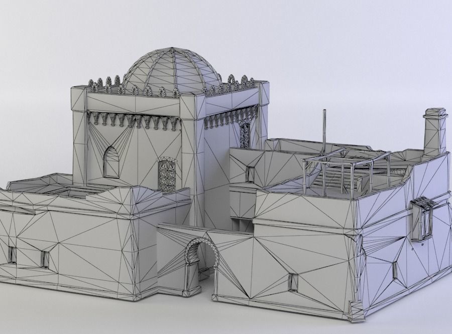 Oriental house Low-poly 3D model_4