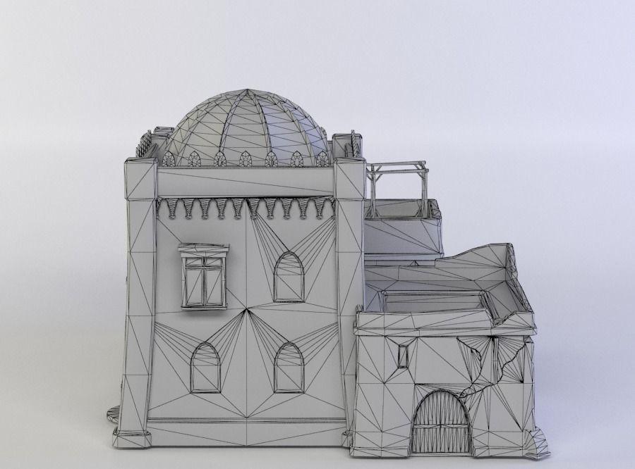 Oriental house Low-poly 3D model_3