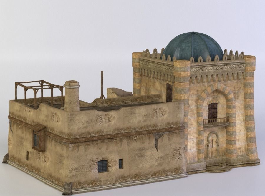 Oriental house Low-poly 3D model_2