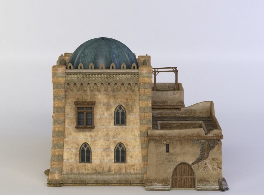 Oriental house Low-poly 3D model_0