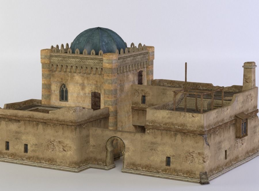 Oriental house Low-poly 3D model_1