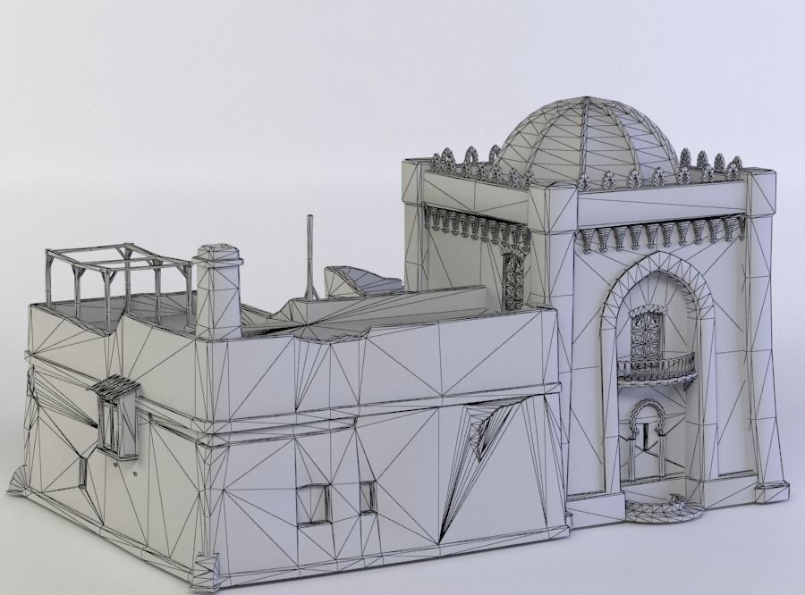 Oriental house Low-poly 3D model_5