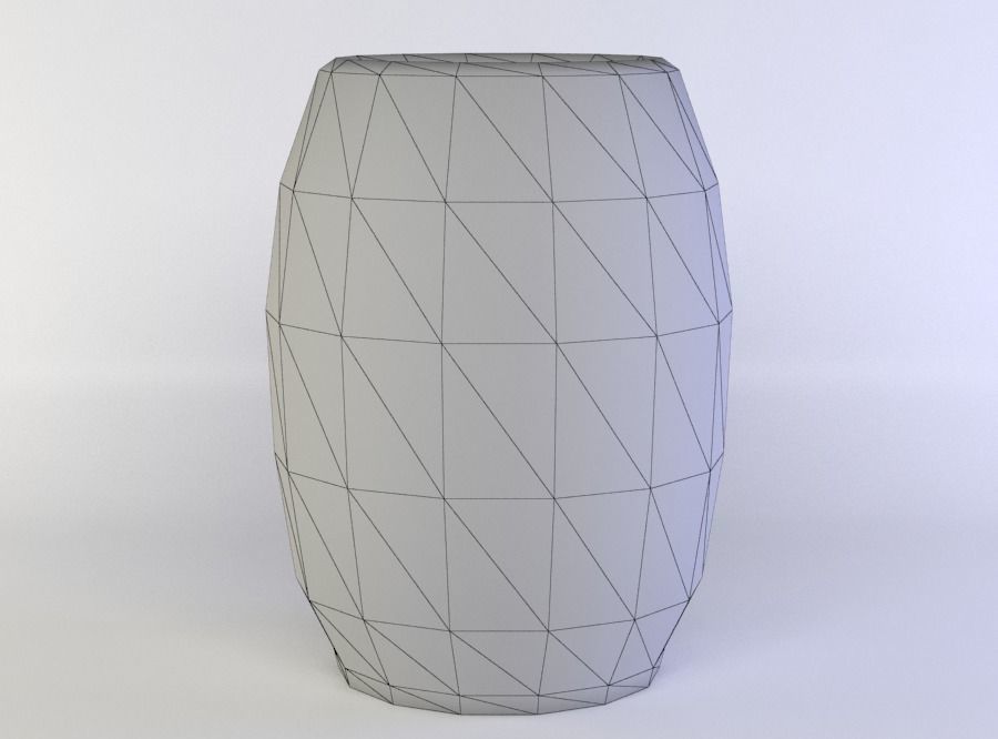 Crock wooden vase Low-poly 3D model_3