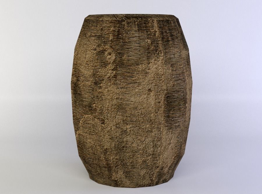 Crock wooden vase Low-poly 3D model_2