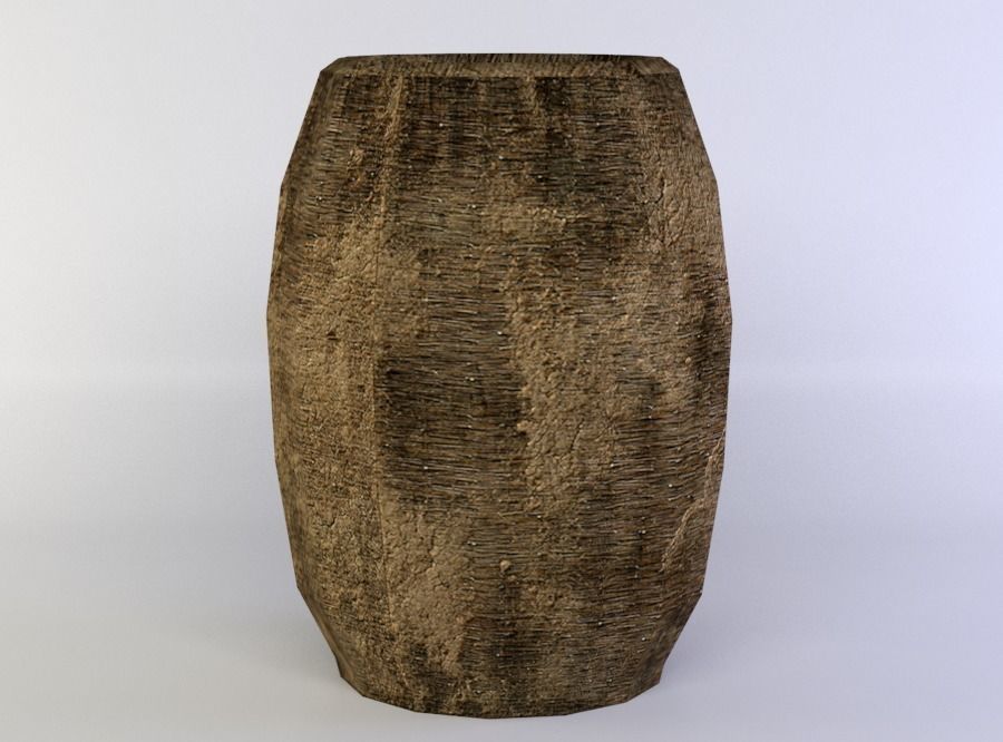 Crock wooden vase Low-poly 3D model_1