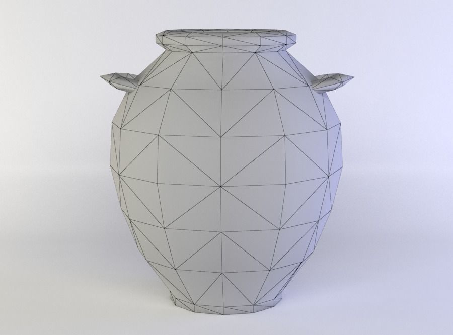 Crock terracotta vase Low-poly 3D model_3