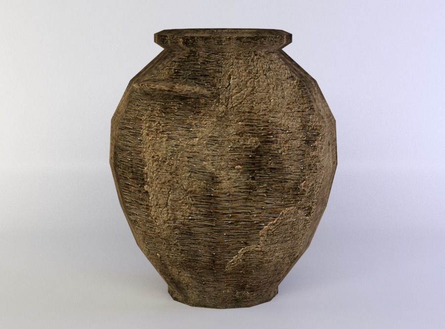 Crock terracotta vase Low-poly 3D model_1