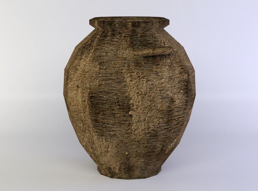 Crock terracotta vase Low-poly 3D model_2