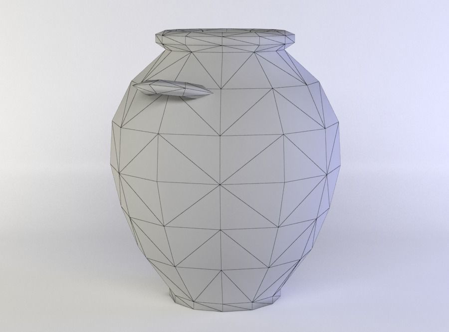 Crock terracotta vase Low-poly 3D model_4