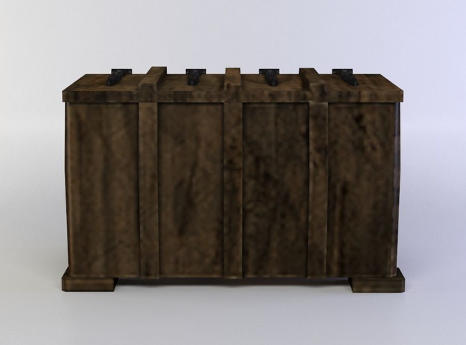 Wooden chest Low-poly 3D model