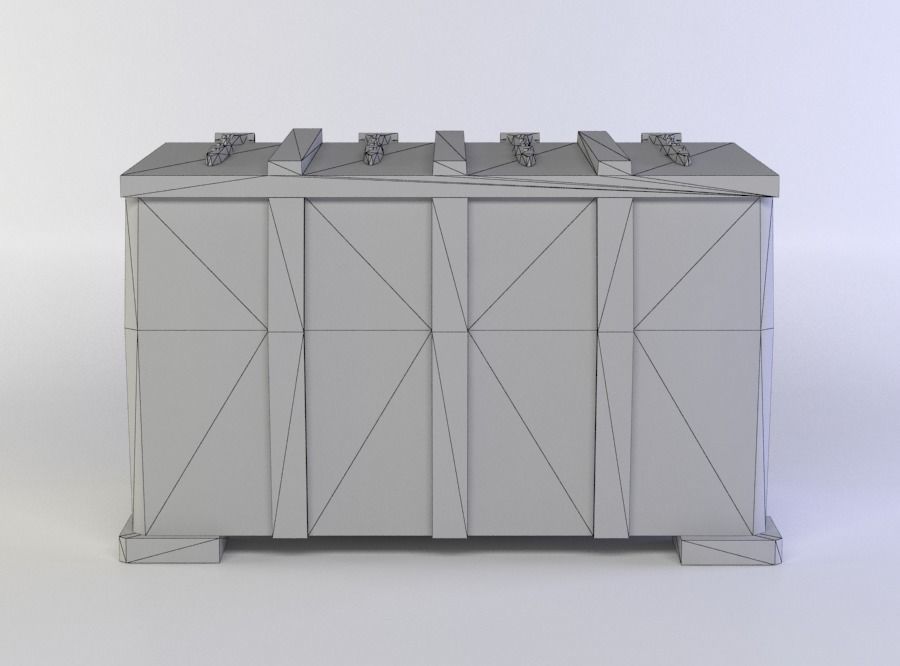 Wooden chest Low-poly 3D model_3