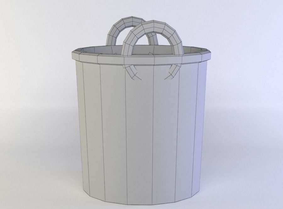 Rattan barrel Low-poly 3D model_5