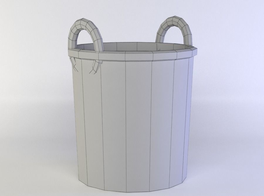 Rattan barrel Low-poly 3D model_4