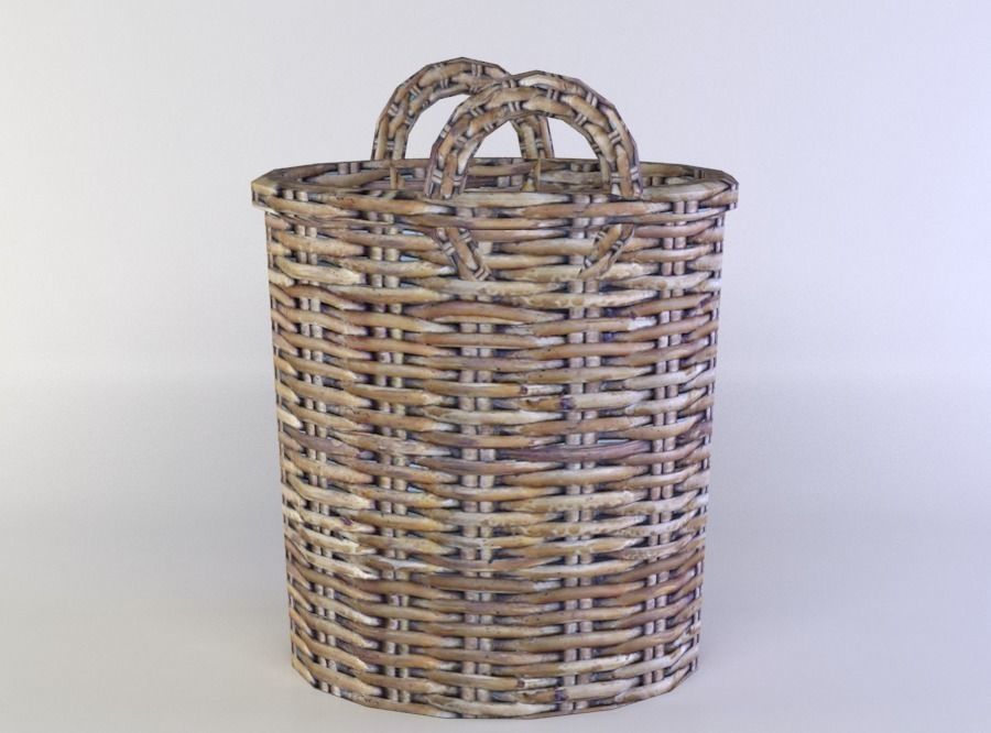 Rattan barrel Low-poly 3D model_2