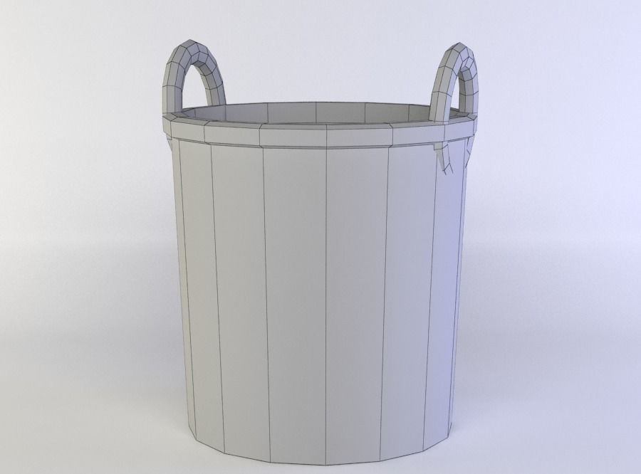 Rattan barrel Low-poly 3D model_3