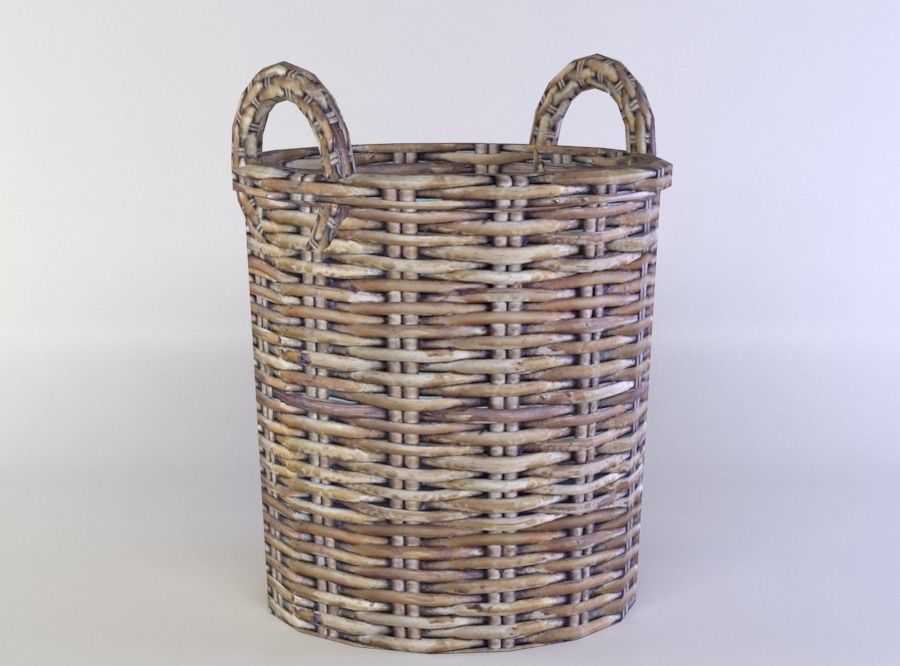 Rattan barrel Low-poly 3D model_1