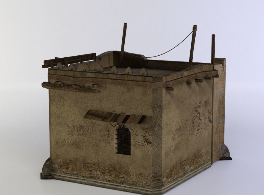 Building house with stairs Low-poly 3D model_1