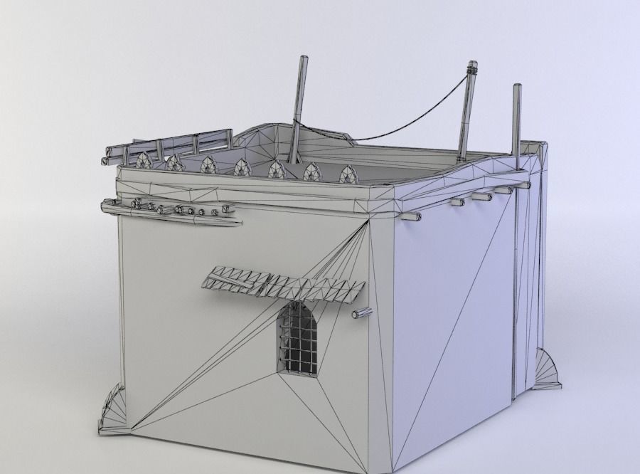 Building house with stairs Low-poly 3D model_4