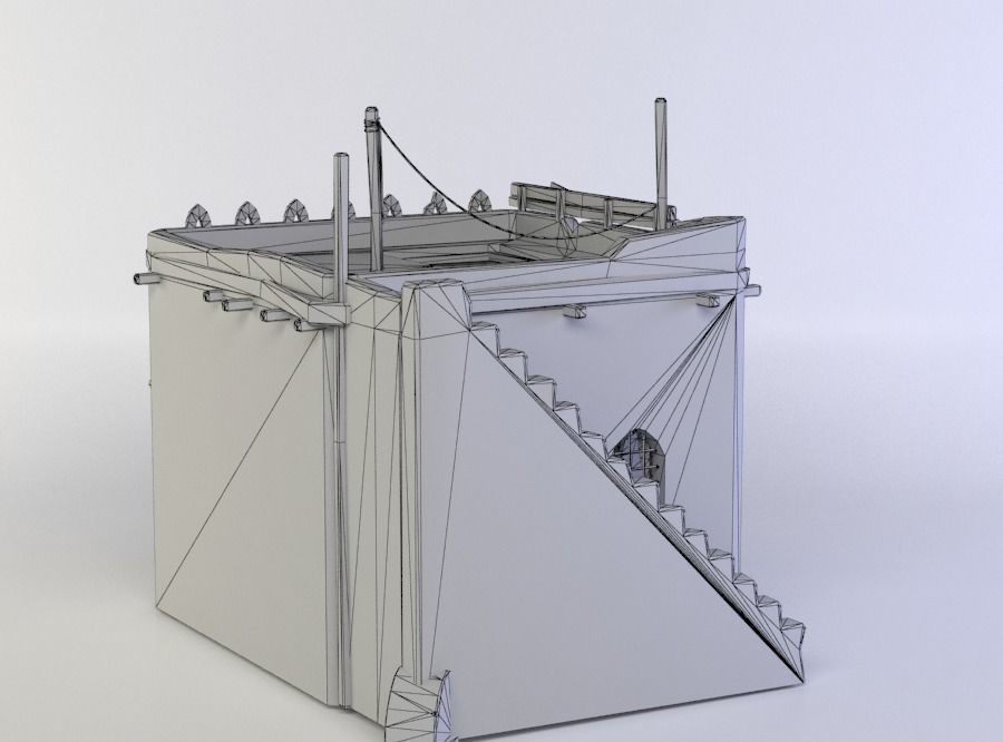 Building house with stairs Low-poly 3D model_5