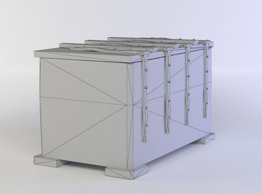 Wooden chest Low-poly 3D model_4