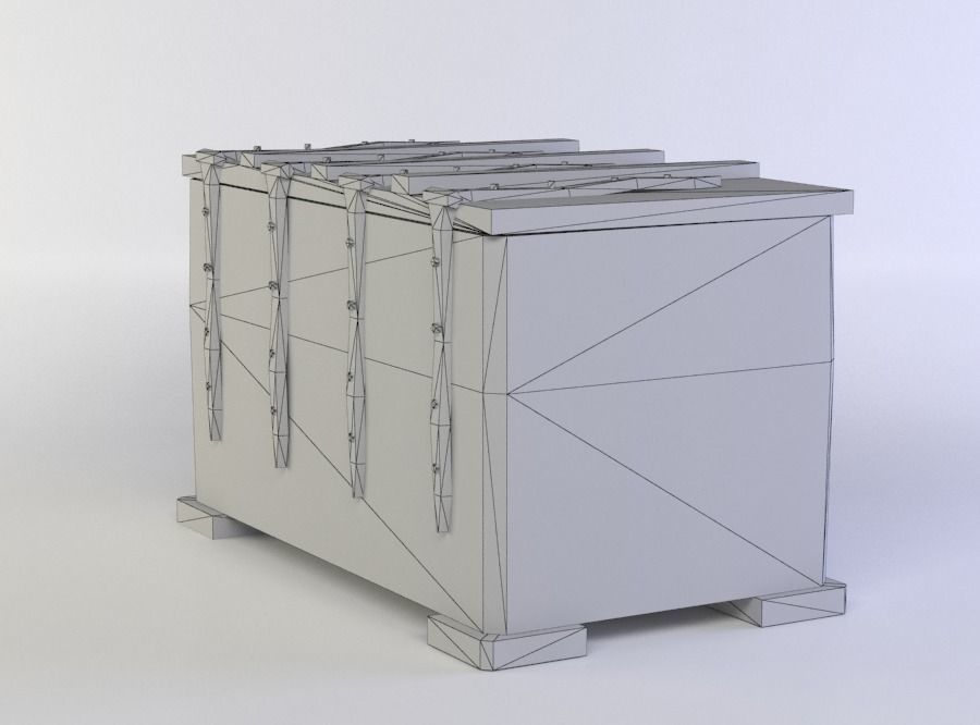 Wooden chest Low-poly 3D model_5