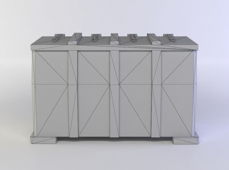 Wooden chest Low-poly 3D model_3