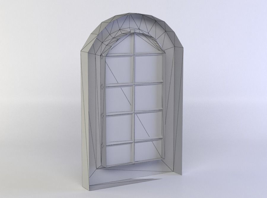 Window metal pole Low-poly 3D model_5