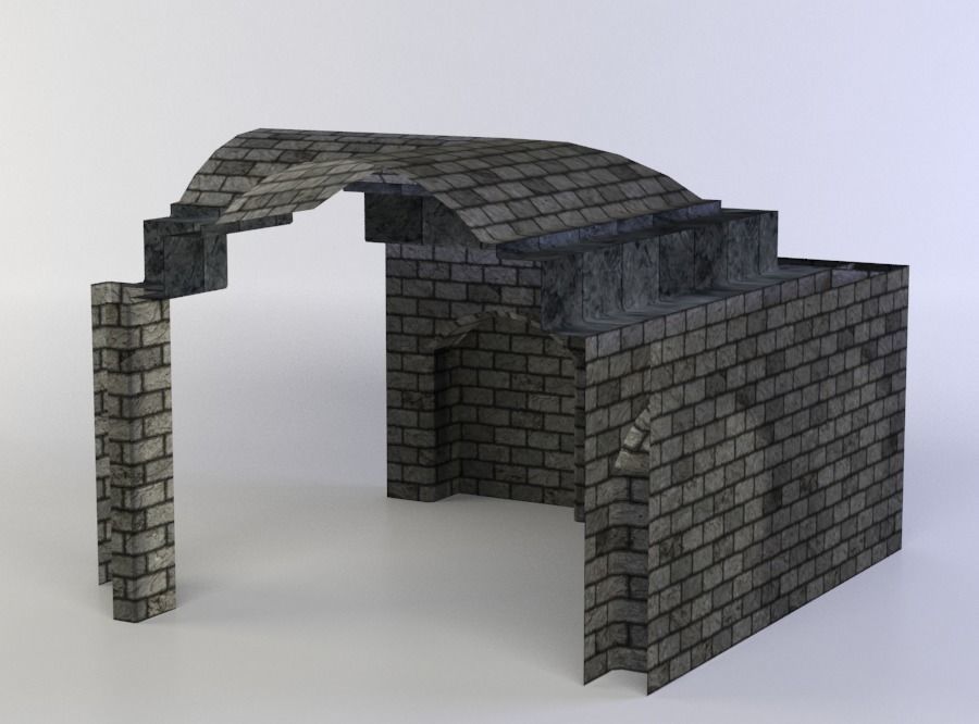 Wall ceiling Low-poly 3D model_1