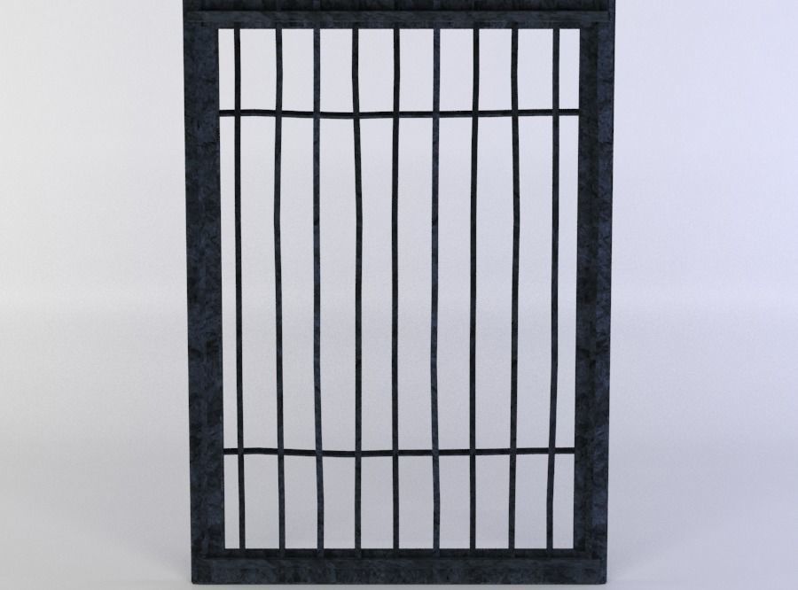 Metal gates Low-poly 3D model_0