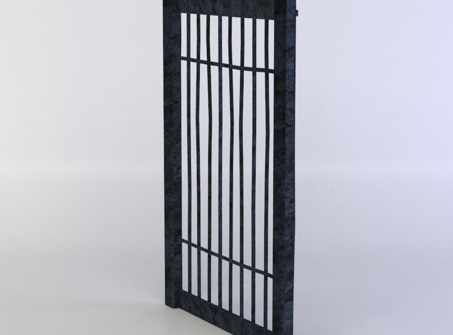 Metal gates Low-poly 3D model_2