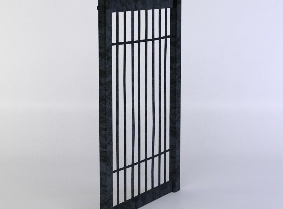 Metal gates Low-poly 3D model_1