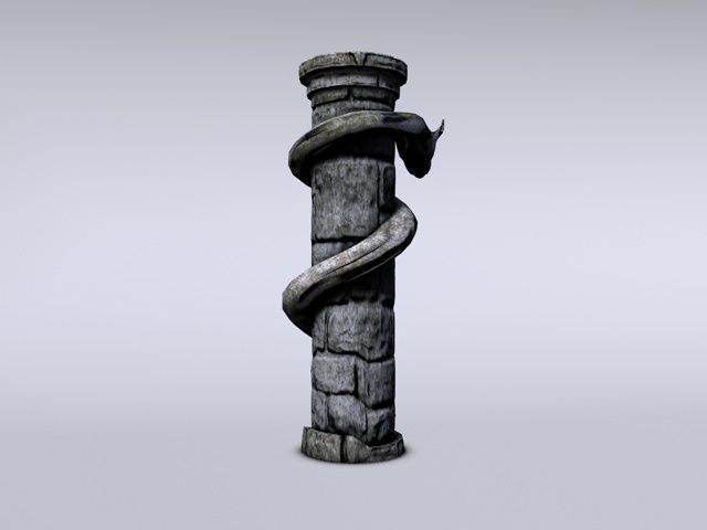 Serpent stone column Low-poly 3D model_1