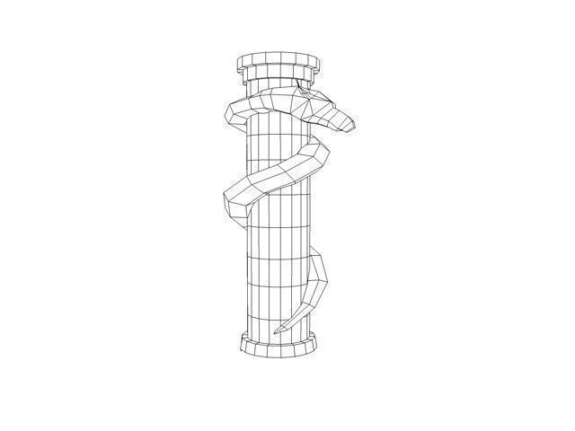 Serpent stone column Low-poly 3D model_6