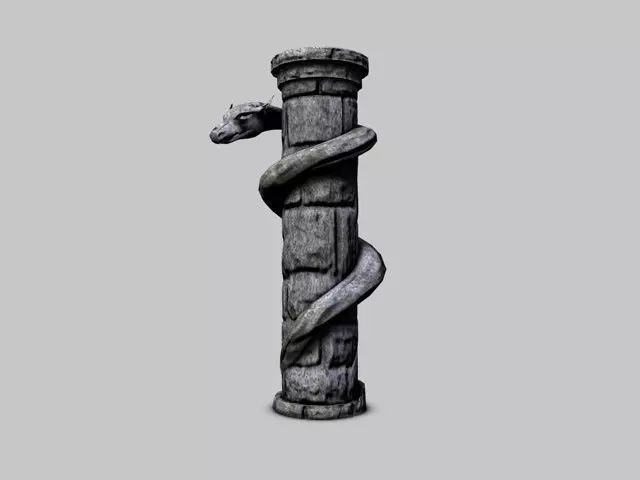 Serpent stone column Low-poly 3D model_0