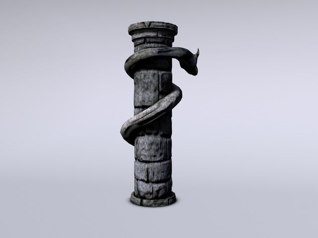 Serpent stone column Low-poly 3D model_3