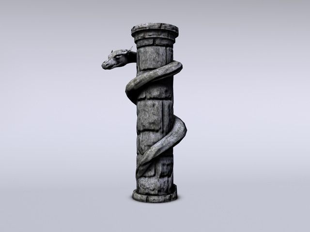 Serpent stone column Low-poly 3D model_4