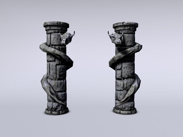 Serpent stone column Low-poly 3D model_2