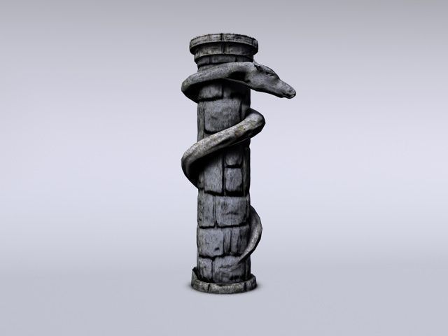 Serpent stone column Low-poly 3D model_5