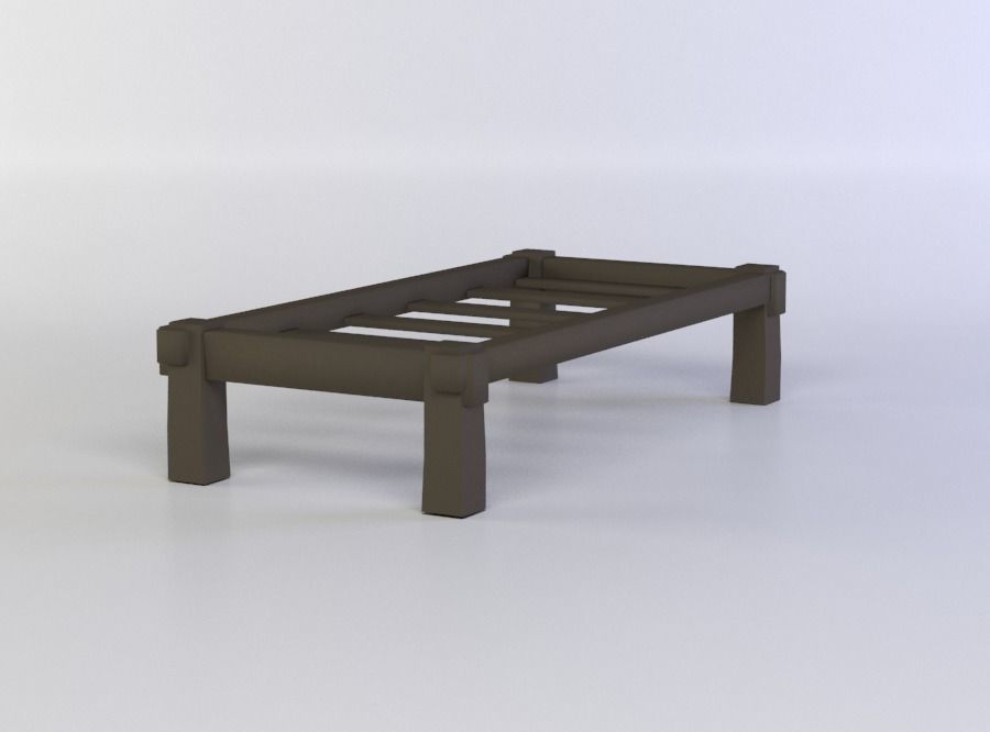 Bed frame Low-poly 3D model_1