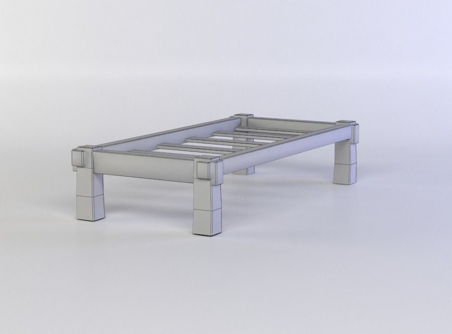 Bed frame Low-poly 3D model_4