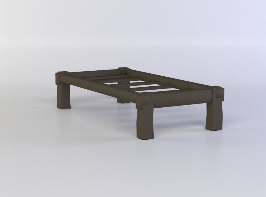 Bed frame Low-poly 3D model_2