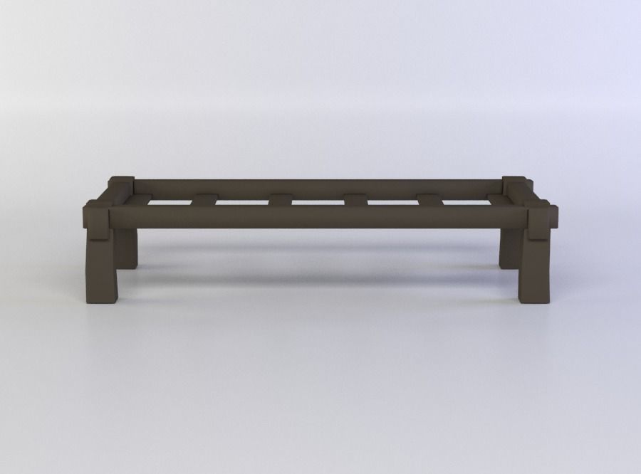 Bed frame Low-poly 3D model_0