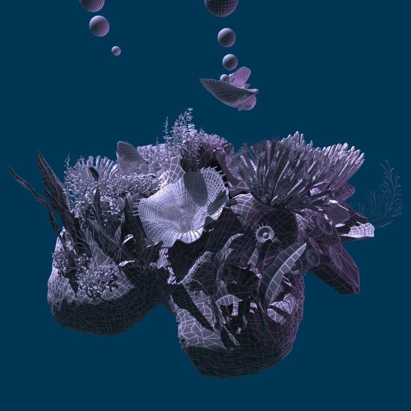Coral reef transparent 3D model_7