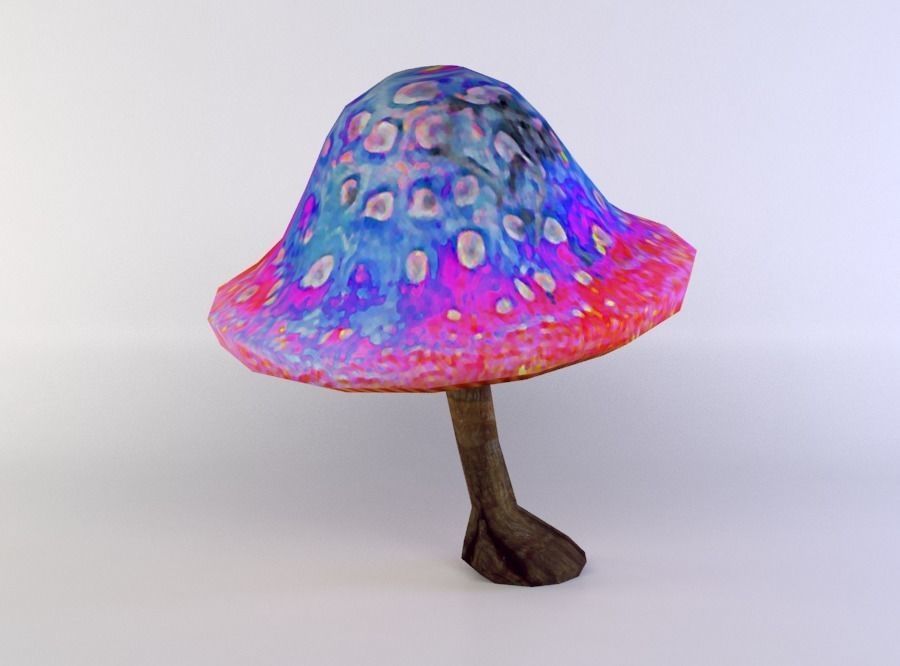 Mushroom psychedelic Low-poly 3D model_2