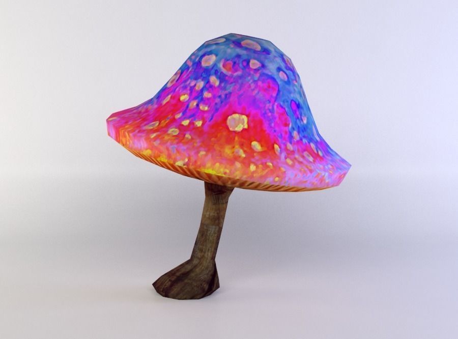 Mushroom psychedelic Low-poly 3D model_1