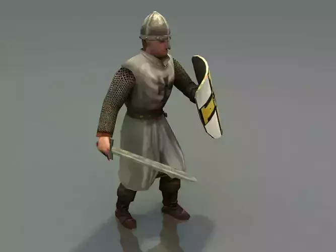 Crusader Knight Low-poly 3D model