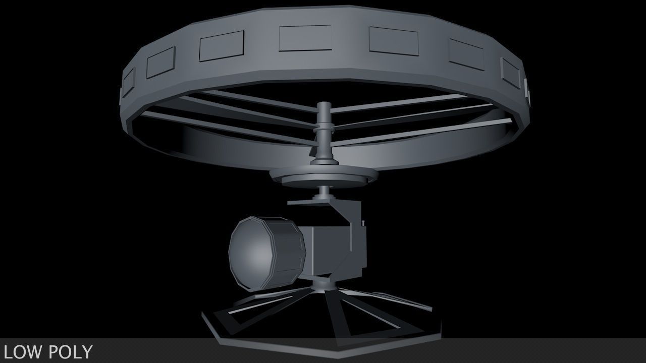 High-End Camera UAV Drone Low-poly 3D model_15