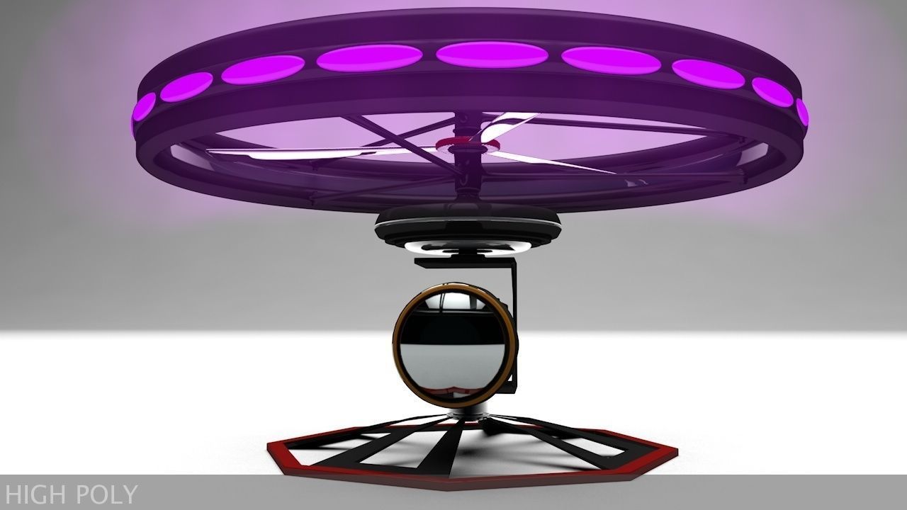 High-End Camera UAV Drone Low-poly 3D model_1